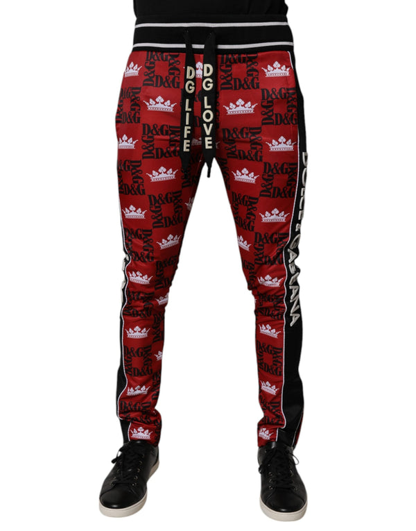 Red Crown Logo Monogram Men Sweatpants Pants Dolce & Gabbana
