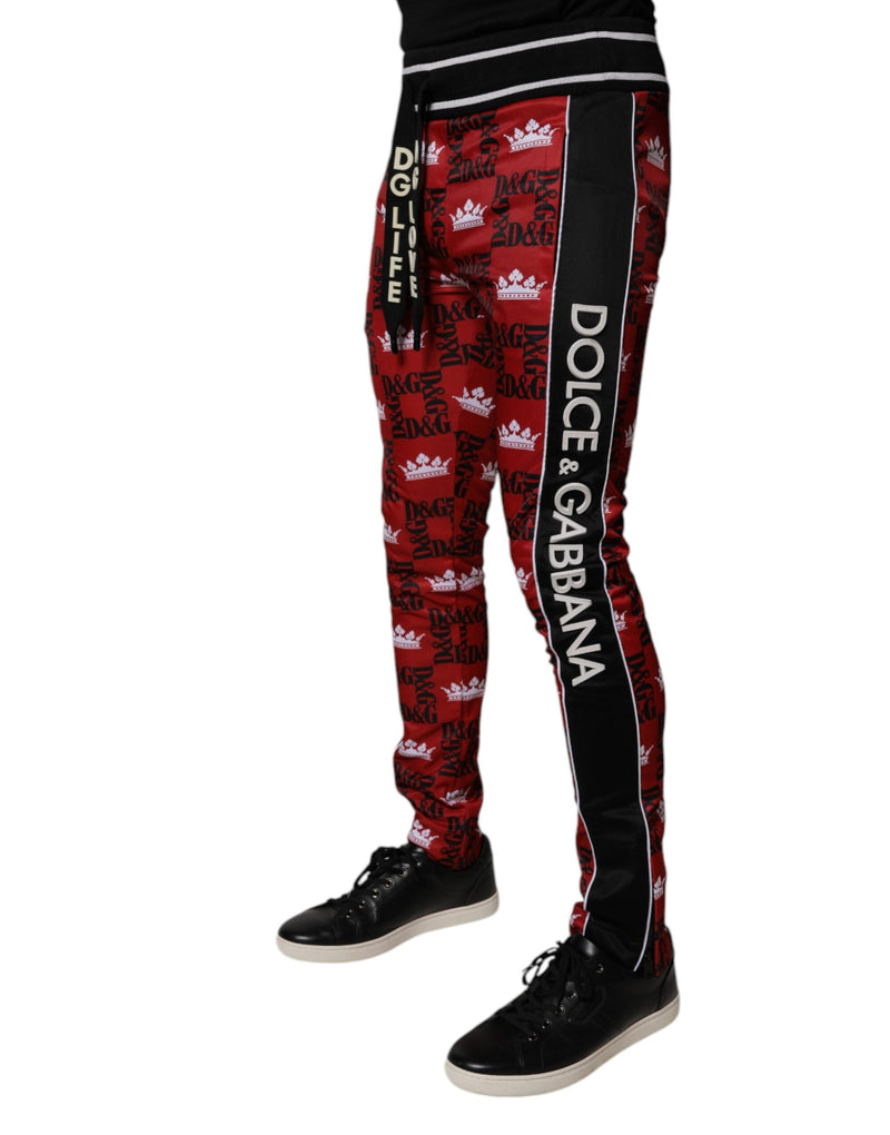 Red Crown Logo Monogram Men Sweatpants Pants Dolce & Gabbana
