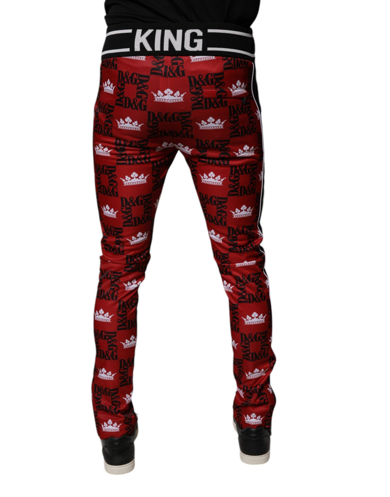 Red Crown Logo Monogram Men Sweatpants Pants Dolce & Gabbana