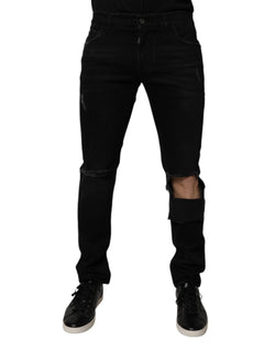 Black Ripped Cotton Skinny Men Denim Jeans Dolce & Gabbana