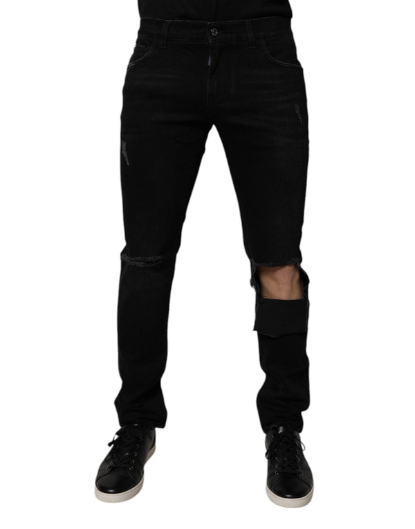Black Ripped Cotton Skinny Men Denim Jeans Dolce & Gabbana