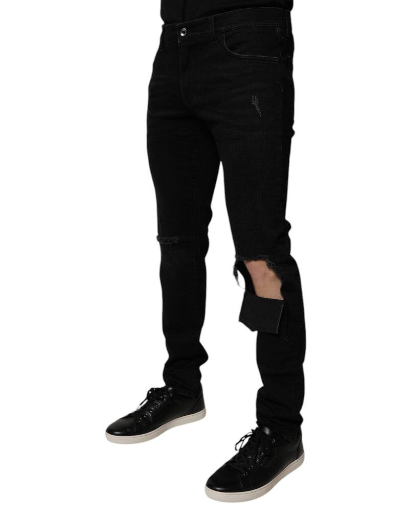 Black Ripped Cotton Skinny Men Denim Jeans Dolce & Gabbana