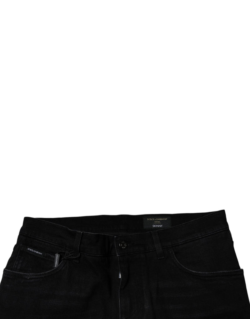 Black Ripped Cotton Skinny Men Denim Jeans Dolce & Gabbana