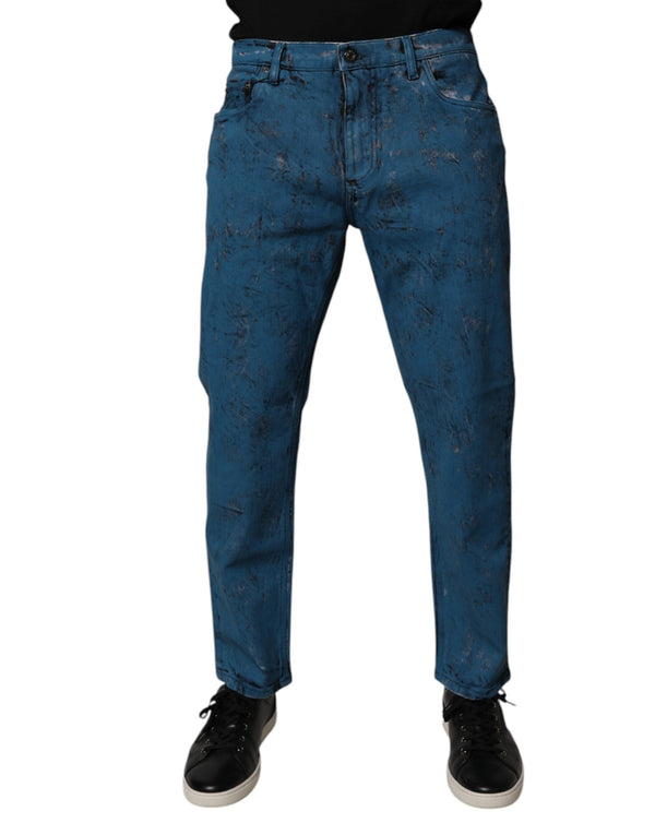 Blue Tie Dye Cotton Skinny Men Denim Jeans Dolce & Gabbana