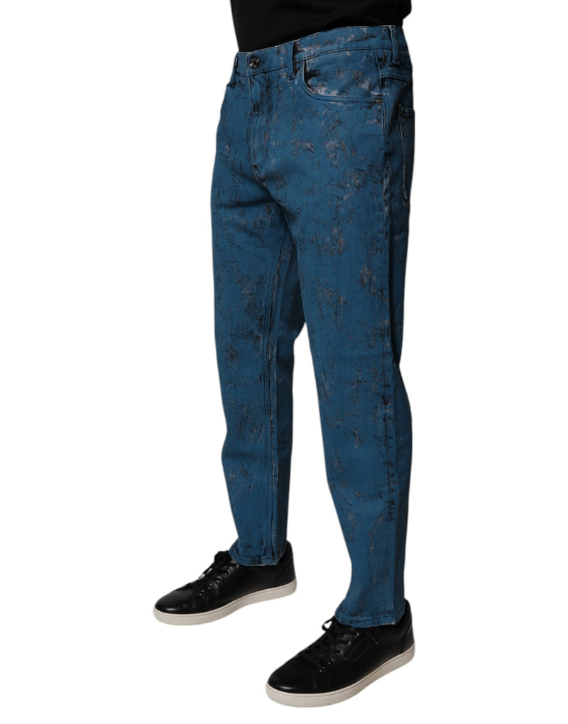 Blue Tie Dye Cotton Skinny Men Denim Jeans Dolce & Gabbana