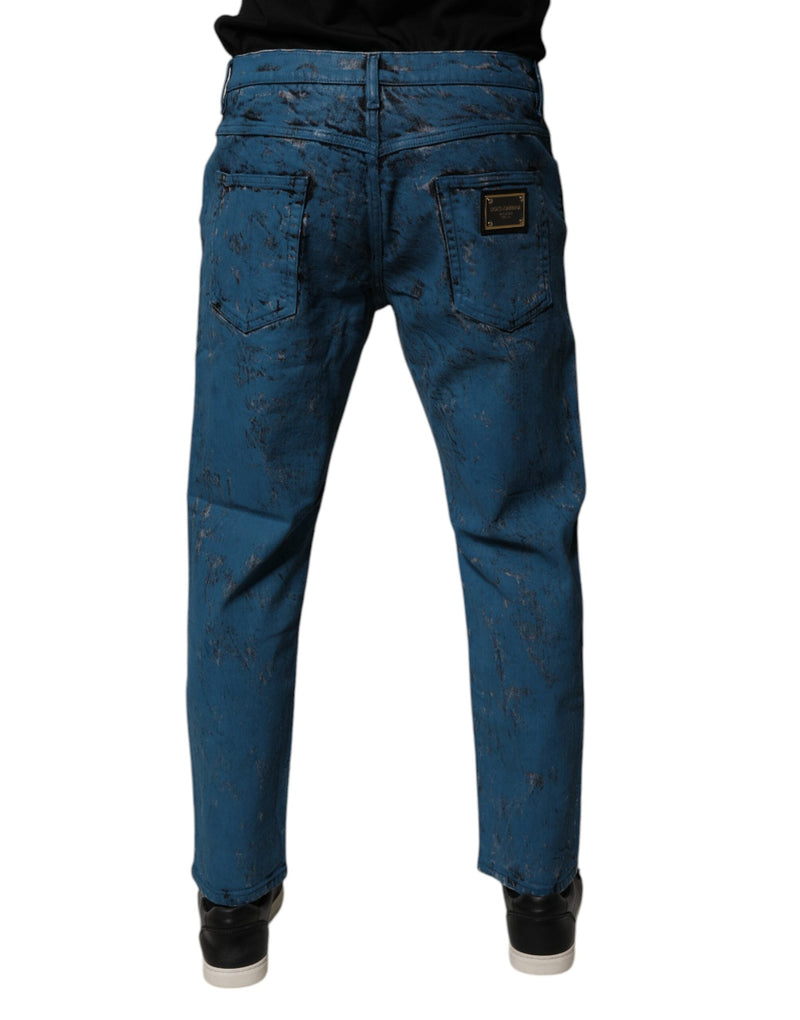 Blue Tie Dye Cotton Skinny Men Denim Jeans Dolce & Gabbana