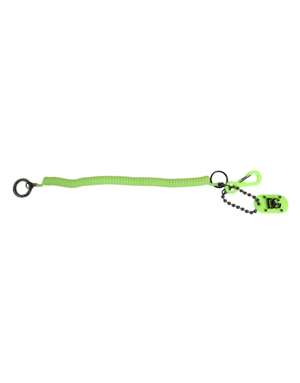 Green Springy Key Holder DG Logo Men's Keychain Keyring Dolce & Gabbana