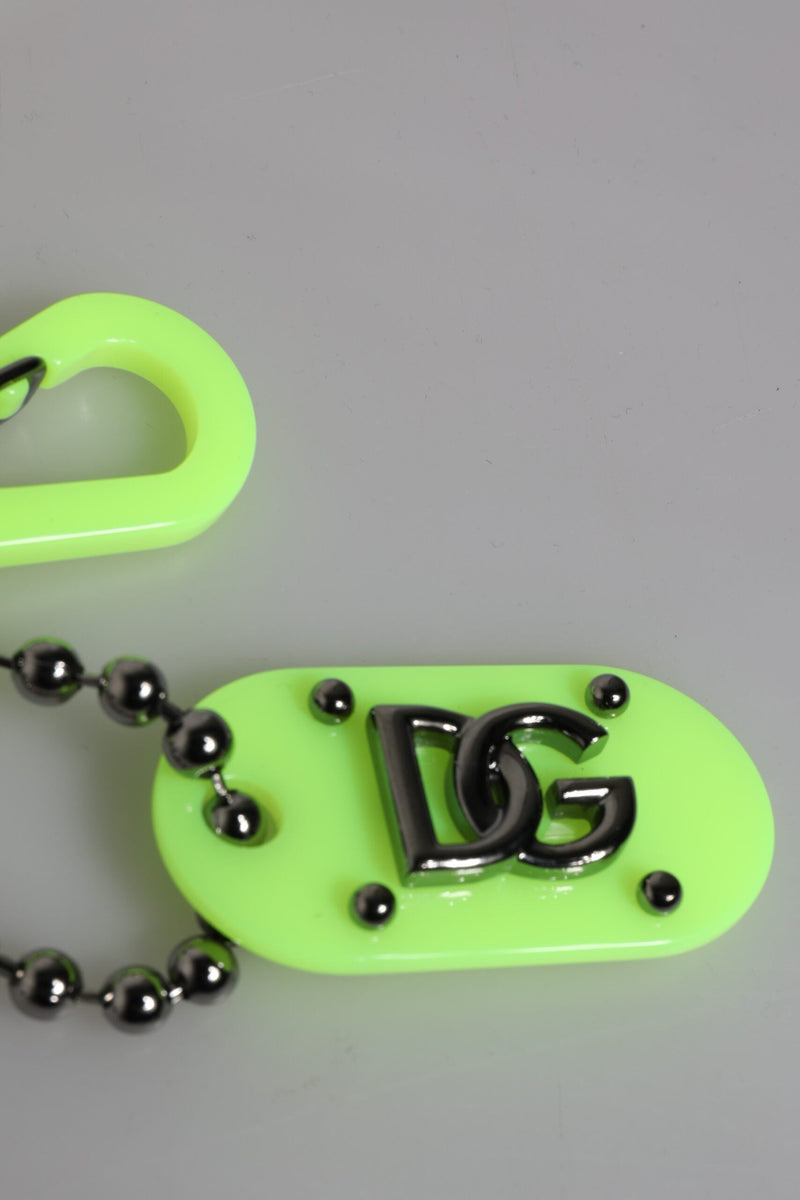 Green Springy Key Holder DG Logo Men's Keychain Keyring Dolce & Gabbana