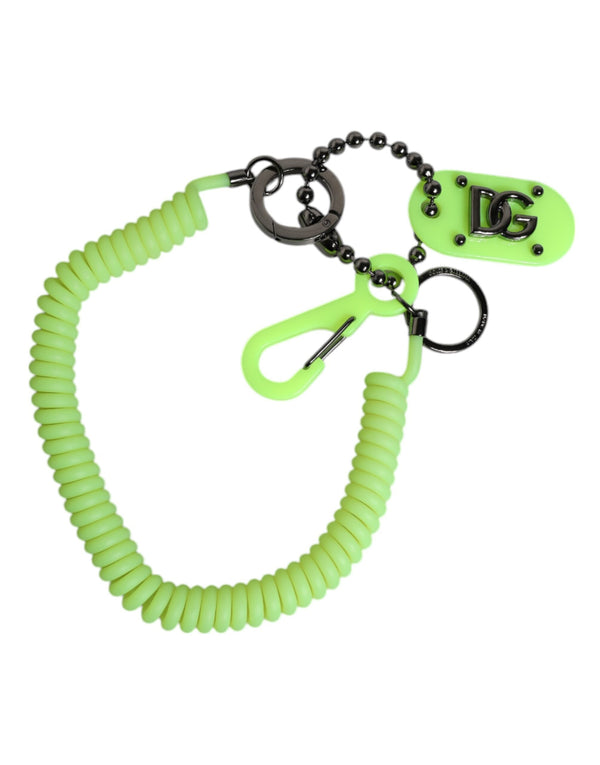 Green Springy Key Holder DG Logo Men's Keychain Keyring Dolce & Gabbana