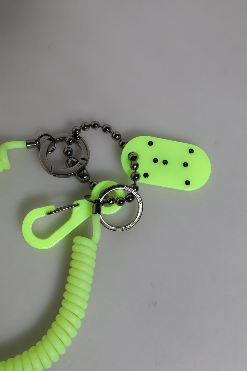 Green Springy Key Holder DG Logo Men's Keychain Keyring Dolce & Gabbana