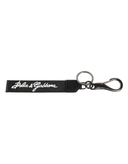 Black White DG Logo Silver Men Keychain Polyester Keyring Dolce & Gabbana