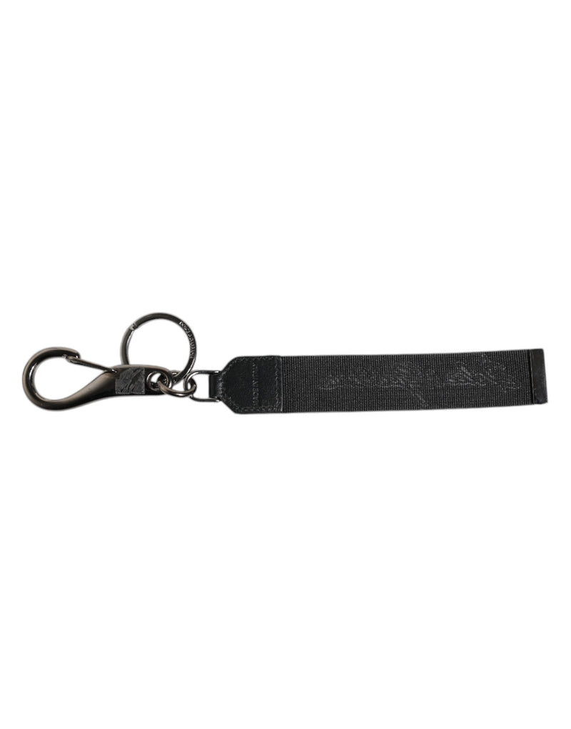 Black White DG Logo Silver Men Keychain Polyester Keyring Dolce & Gabbana