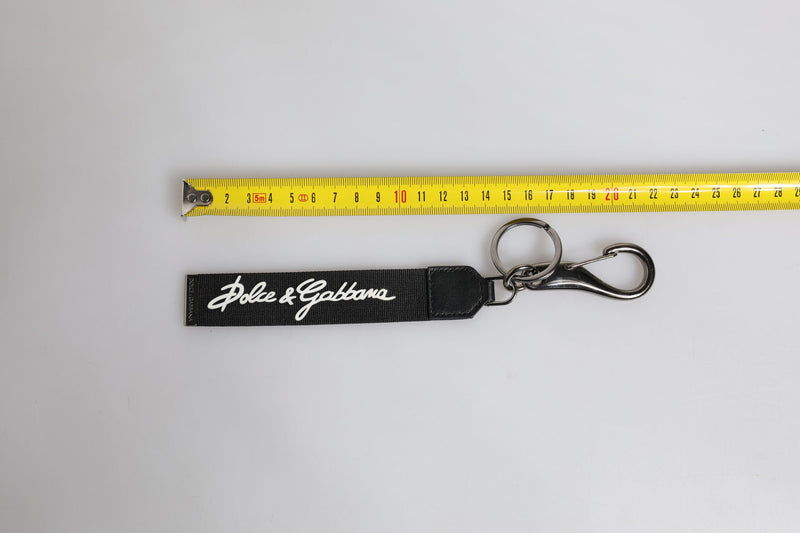 Black White DG Logo Silver Men Keychain Polyester Keyring Dolce & Gabbana
