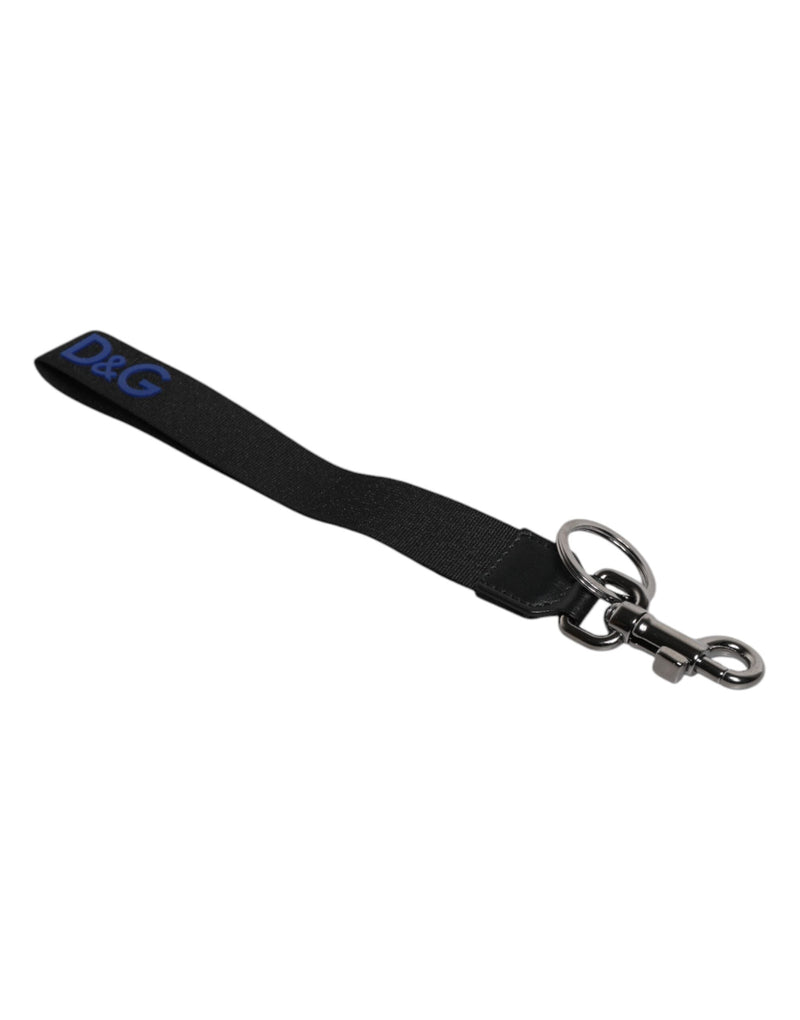 Black Logo Nylon Silver Brass Men Holder Keychain Keyring Dolce & Gabbana