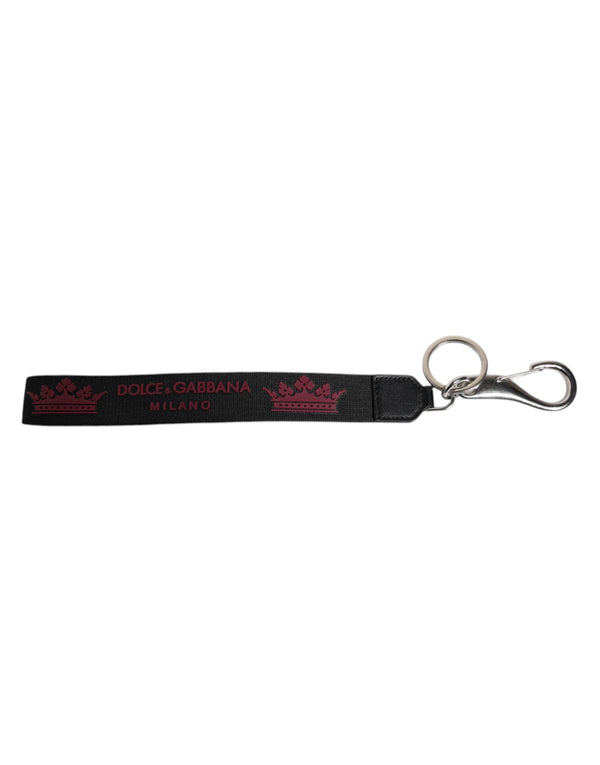 Black Nylon Logo DG Crown Men's Holder Keychain Keyring Dolce & Gabbana