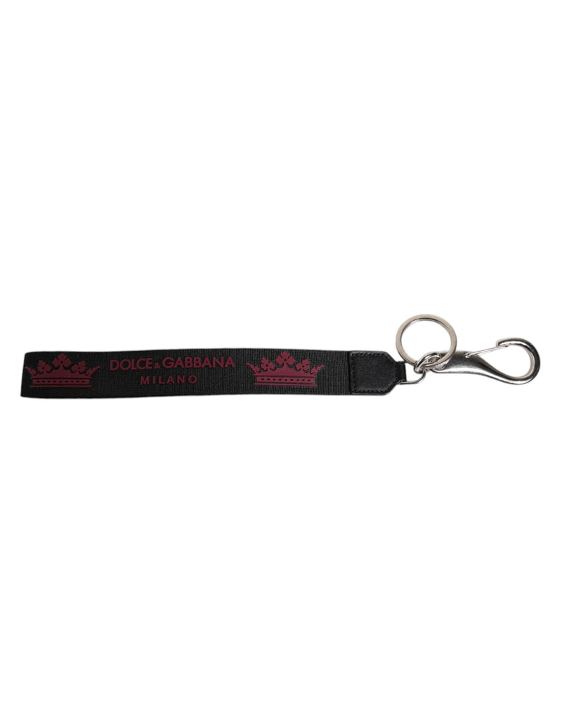 Black Nylon Logo DG Crown Men's Holder Keychain Keyring Dolce & Gabbana