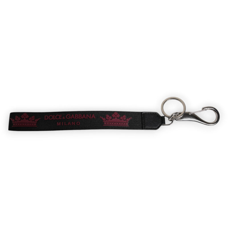 Black Nylon Logo DG Crown Men's Holder Keychain Keyring Dolce & Gabbana