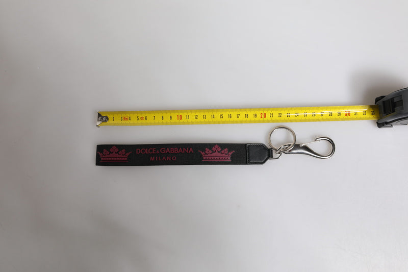 Black Nylon Logo DG Crown Men's Holder Keychain Keyring Dolce & Gabbana