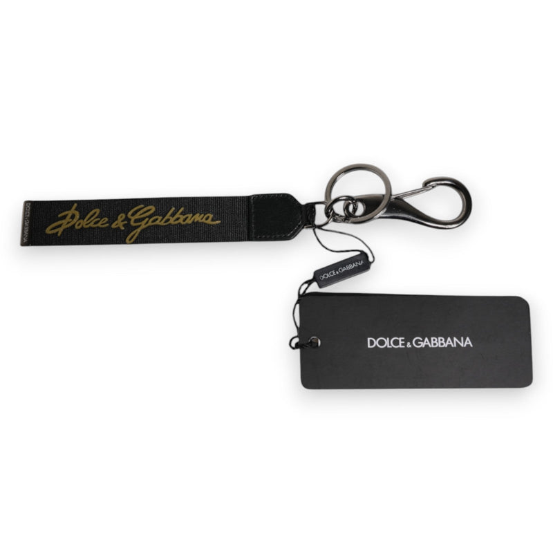 Black Logo Nylon Silver Brass Men Holder Keychain Keyring Dolce & Gabbana