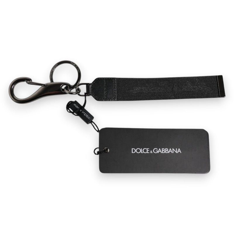 Black Logo Nylon Silver Brass Men Holder Keychain Keyring Dolce & Gabbana