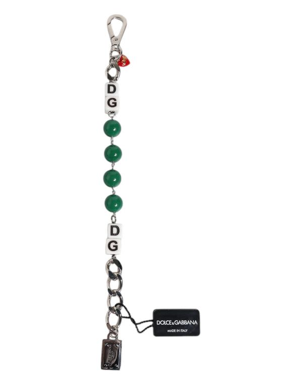 Silver Tone Brass Bead Dice Logo Embellish Charm Bracelet Dolce & Gabbana