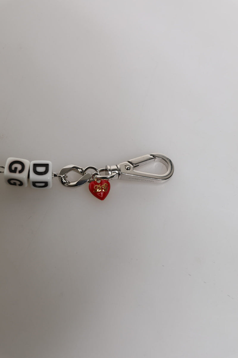 Silver Tone Brass Bead Dice Logo Embellish Charm Bracelet Dolce & Gabbana
