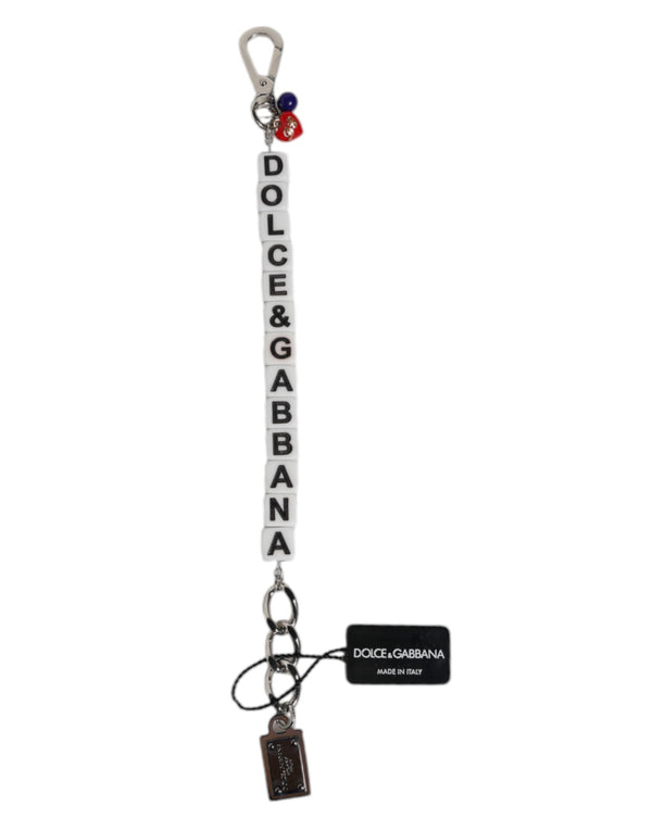 Silver Brass Chain Dice Logo Embellished Charm Bracelet Dolce & Gabbana