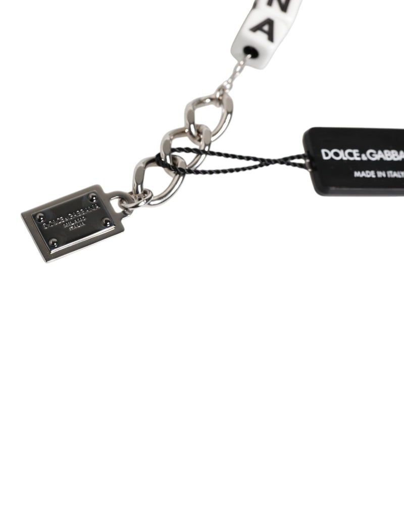 Silver Brass Chain Dice Logo Embellished Charm Bracelet Dolce & Gabbana