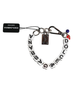 Silver Brass Chain Dice Logo Embellished Charm Bracelet Dolce & Gabbana