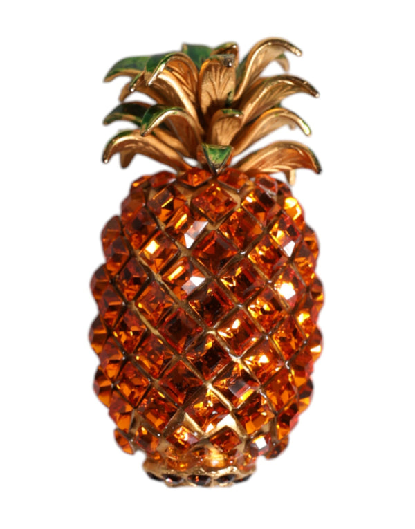 Gold Brass Pineapple Crystal Jewelry Brooch Pin Dolce & Gabbana