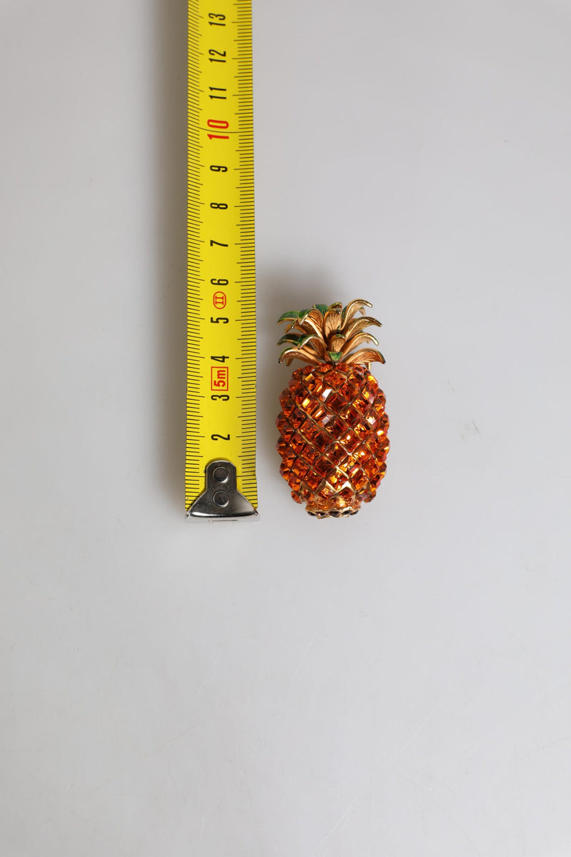 Gold Brass Pineapple Crystal Jewelry Brooch Pin Dolce & Gabbana