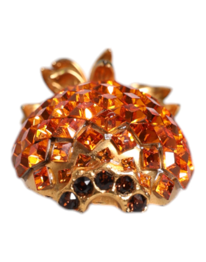 Gold Brass Pineapple Crystal Jewelry Brooch Pin Dolce & Gabbana