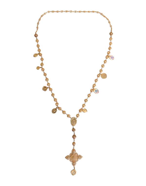 Gold Tone Chain Brass Beaded Statement Sicily Necklace Dolce & Gabbana