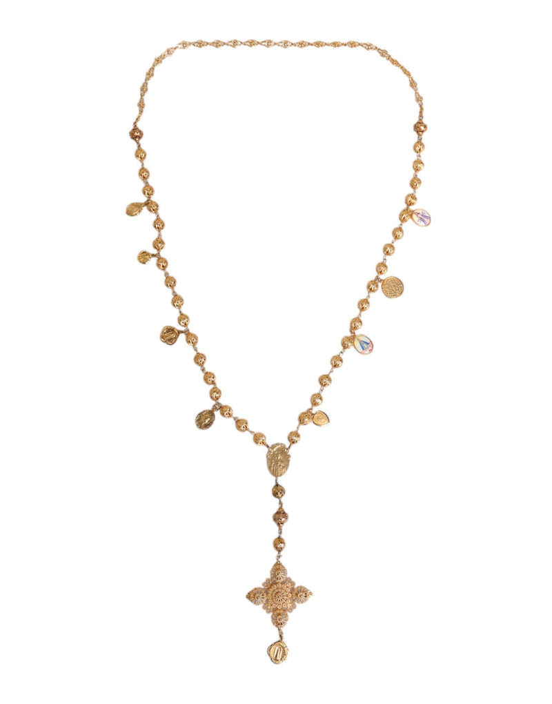 Gold Tone Chain Brass Beaded Statement Sicily Necklace Dolce & Gabbana