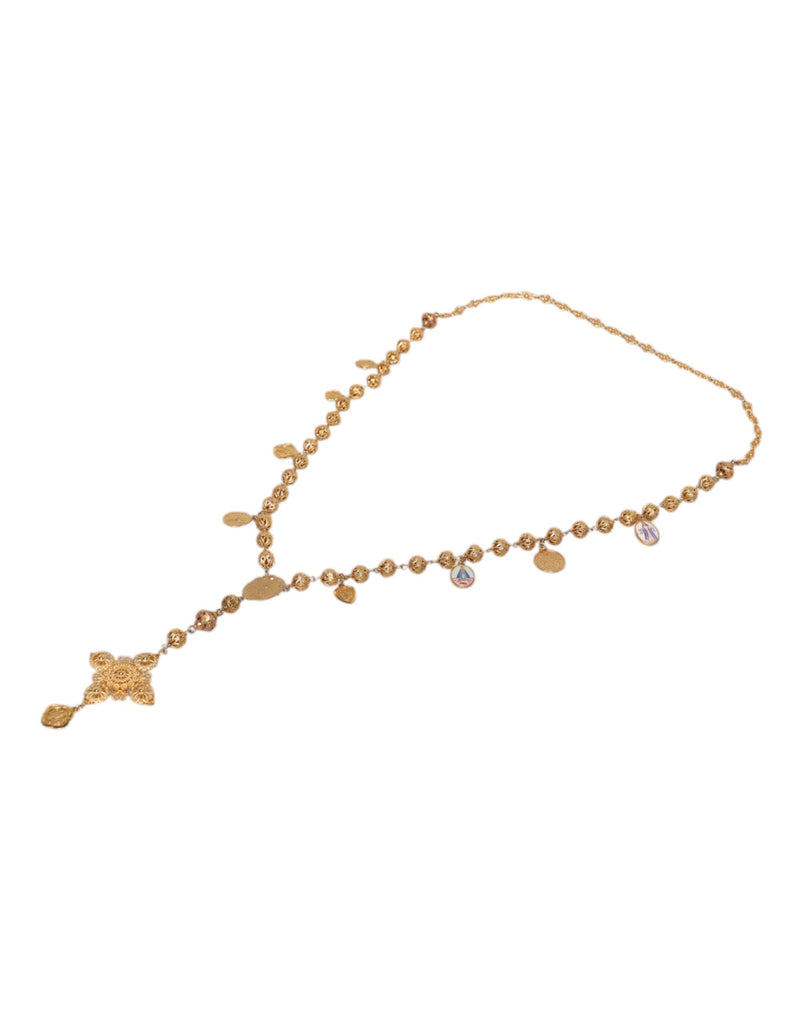 Gold Tone Chain Brass Beaded Statement Sicily Necklace Dolce & Gabbana