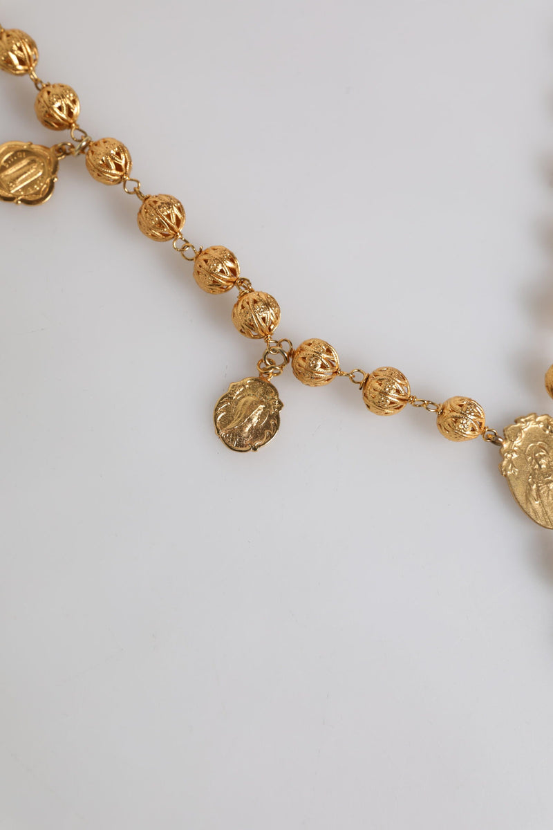 Gold Tone Chain Brass Beaded Statement Sicily Necklace Dolce & Gabbana
