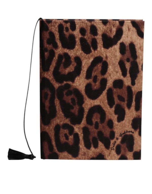 Brown Black Polyester Leopard Logo Print Small Notebook Dolce & Gabbana