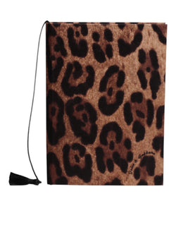 Brown Black Polyester Leopard Logo Print Small Notebook Dolce & Gabbana