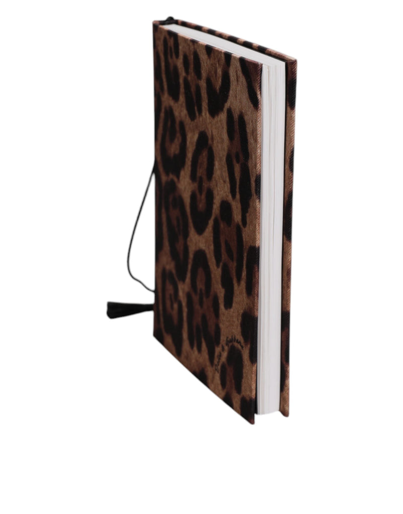 Brown Black Polyester Leopard Logo Print Small Notebook Dolce & Gabbana