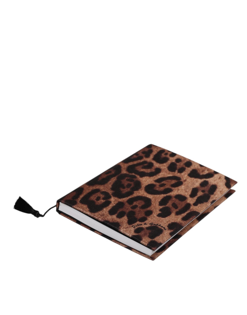 Brown Black Polyester Leopard Logo Print Small Notebook Dolce & Gabbana