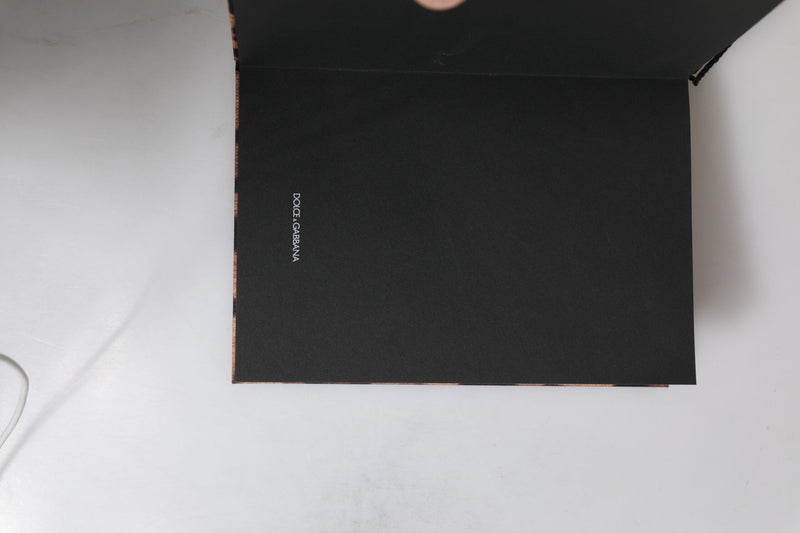 Brown Black Polyester Leopard Logo Print Small Notebook Dolce & Gabbana