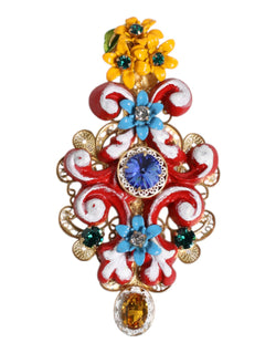 Multicolor Spring CARRETTO Gold Brass Crystal Hair Clip Dolce & Gabbana