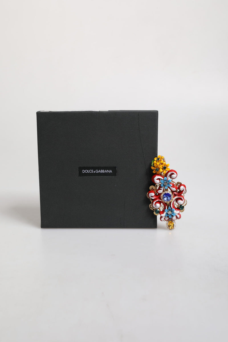 Multicolor Spring CARRETTO Gold Brass Crystal Hair Clip Dolce & Gabbana