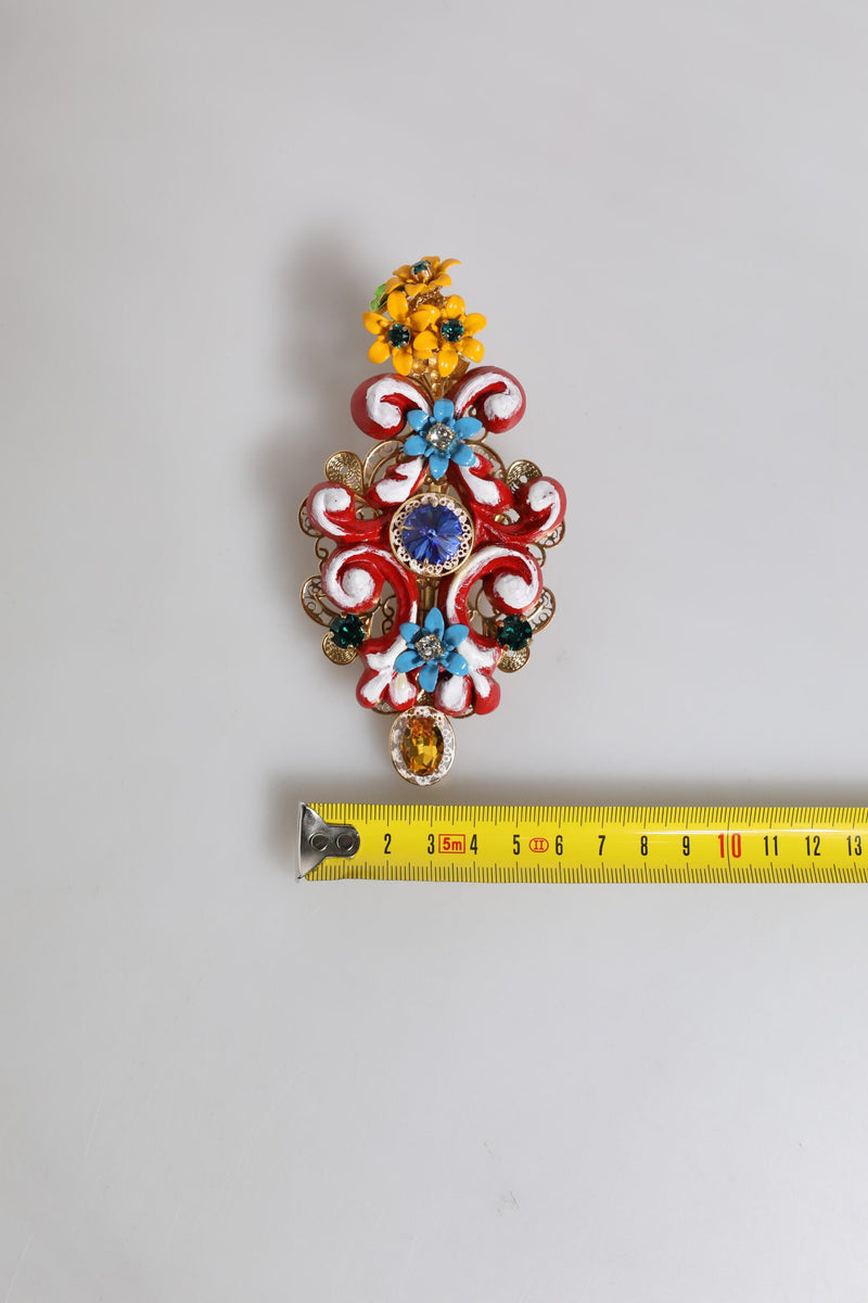 Multicolor Spring CARRETTO Gold Brass Crystal Hair Clip Dolce & Gabbana