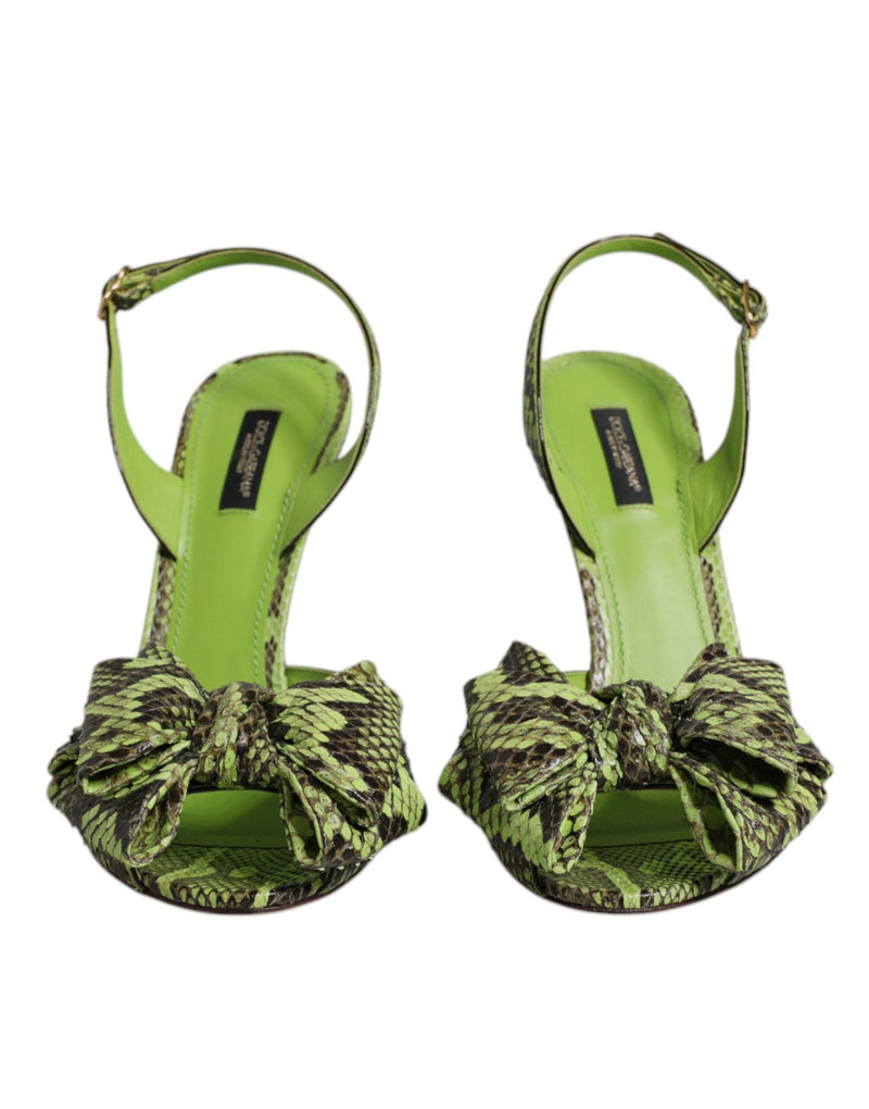 Green Python Leather Heels Sandals Shoes Dolce & Gabbana