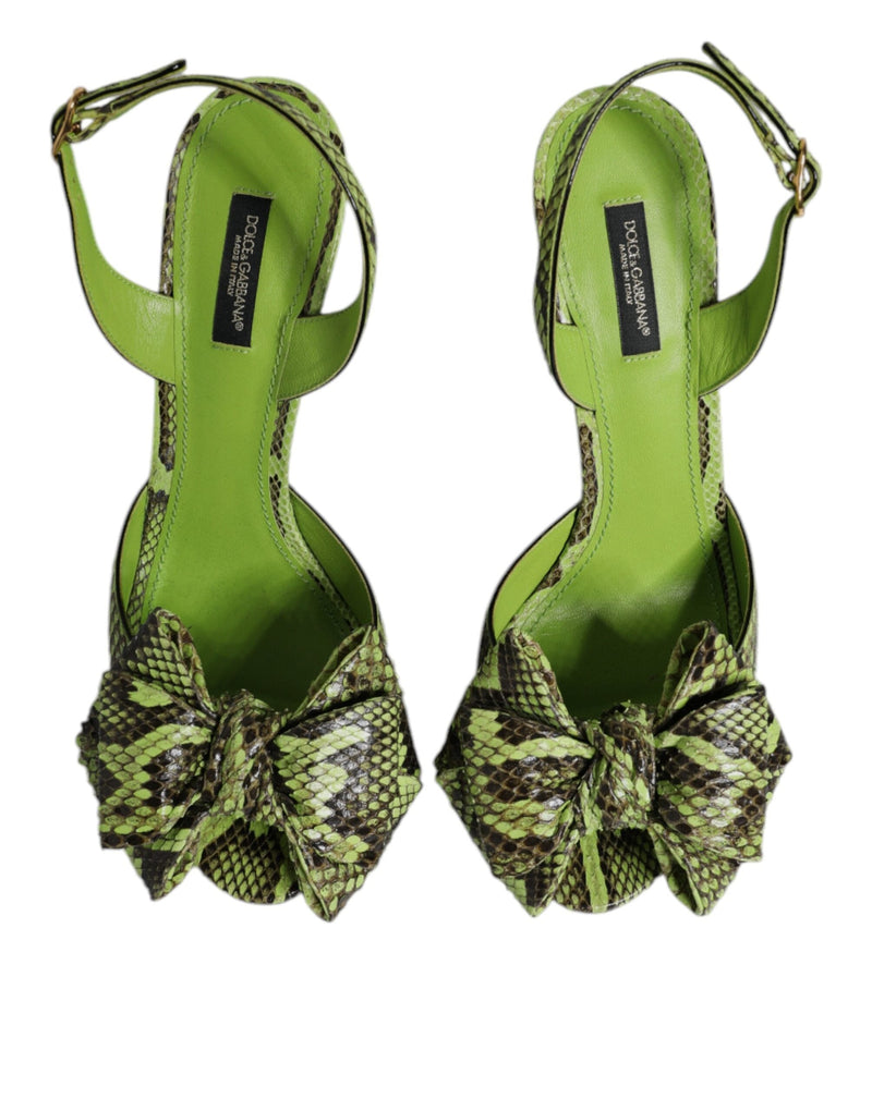 Green Python Leather Heels Sandals Shoes Dolce & Gabbana