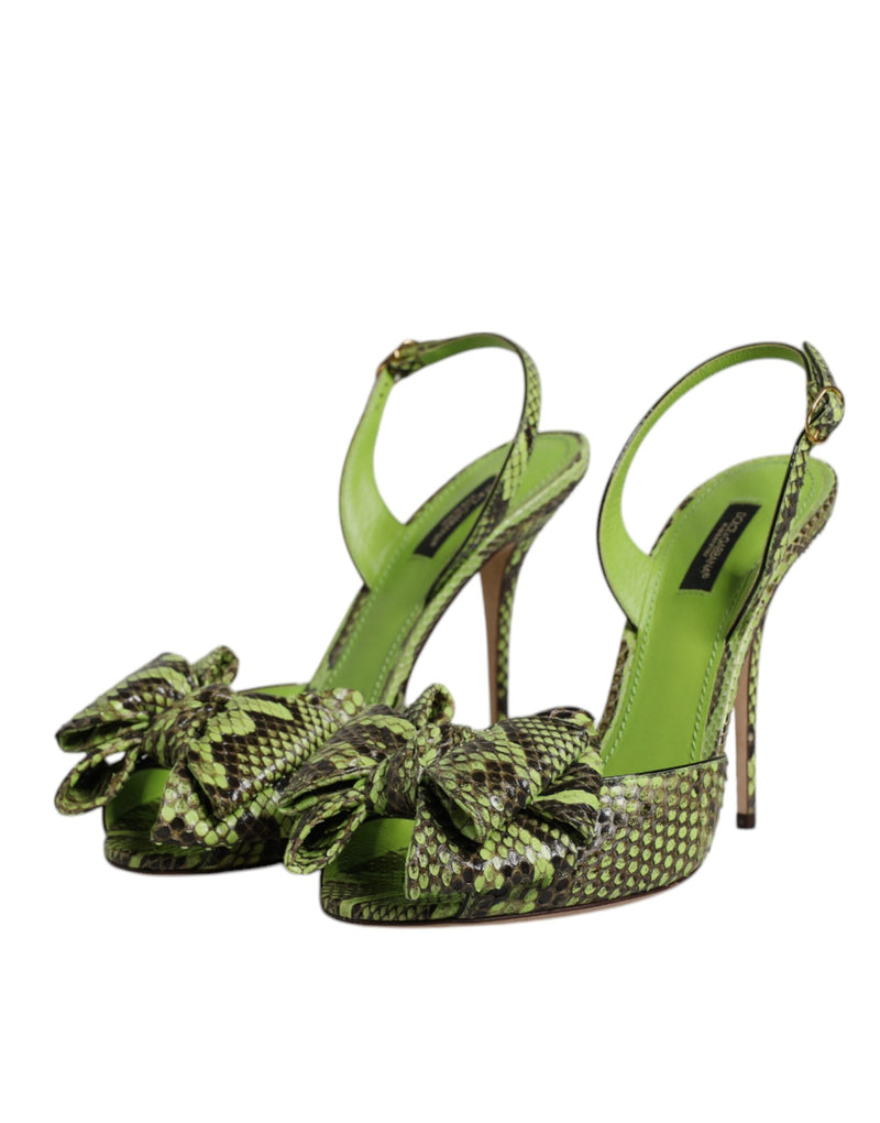 Green Python Leather Heels Sandals Shoes Dolce & Gabbana