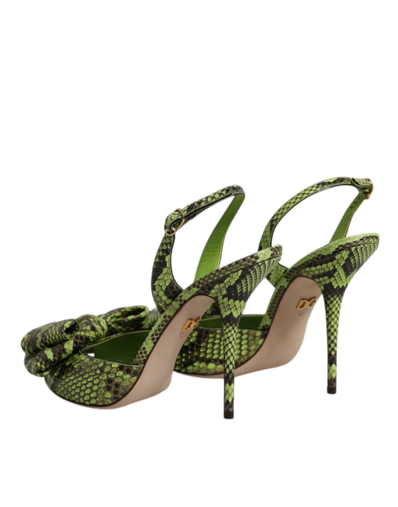 Green Python Leather Heels Sandals Shoes Dolce & Gabbana