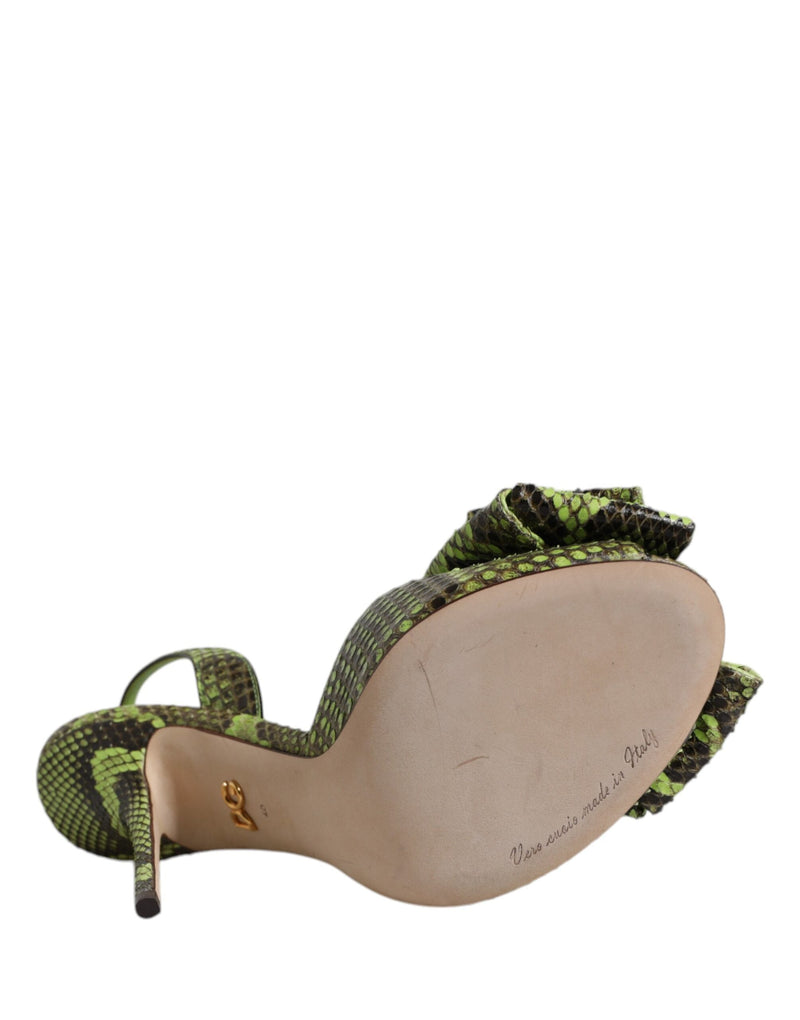 Green Python Leather Heels Sandals Shoes Dolce & Gabbana
