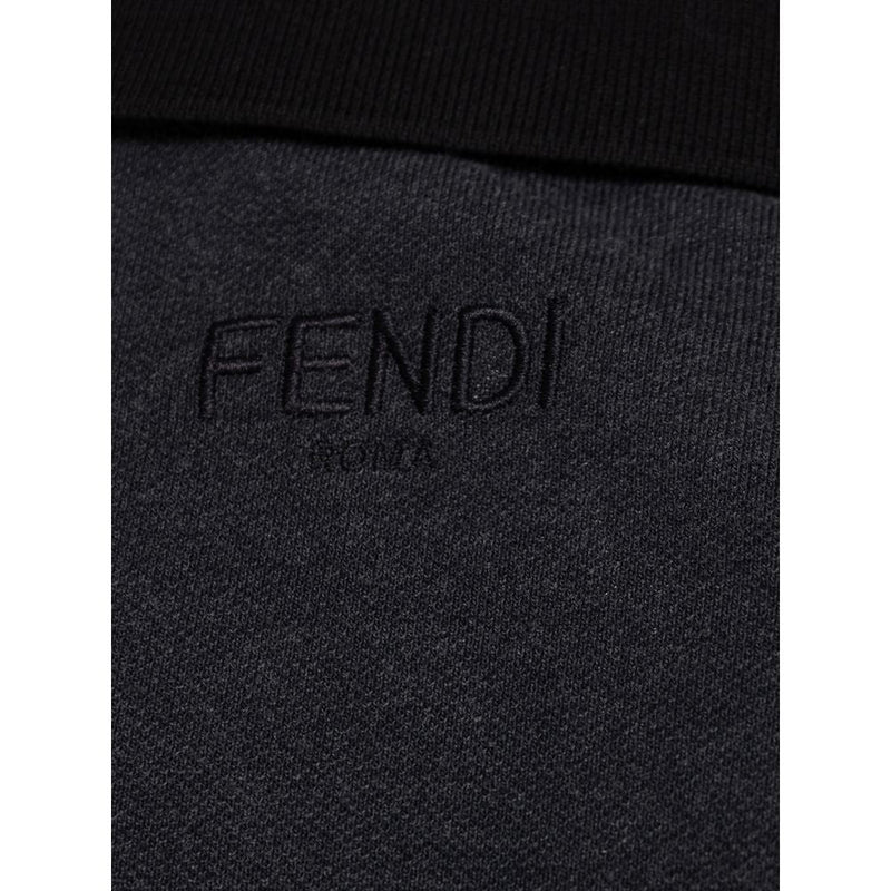 Black Cotton Polo Shirt Fendi